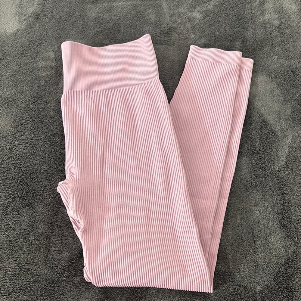 Ribbed Seamless Leggings‎ High Waist Tummy Control Yoga Pants